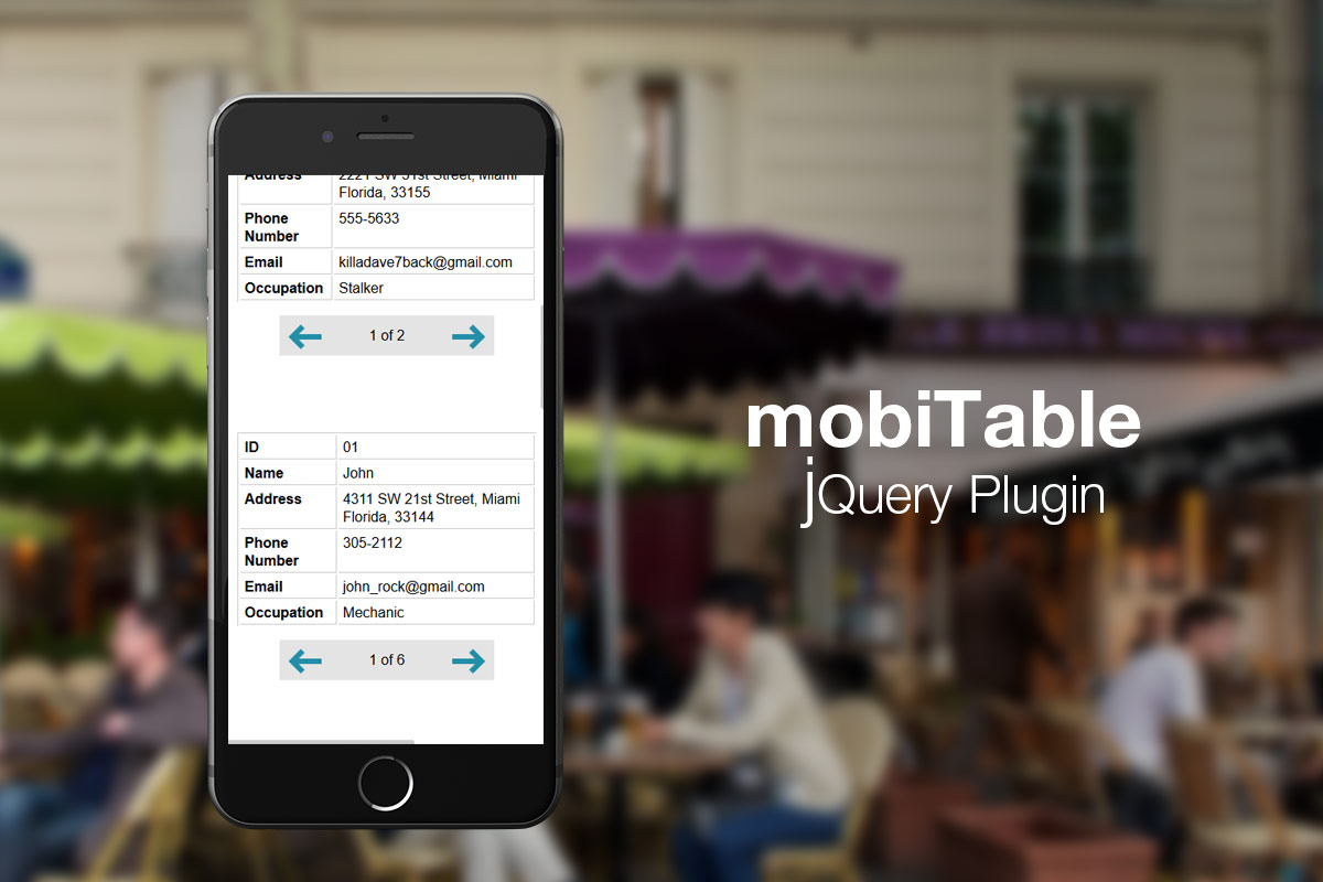 mobiTable jQuery Table Plugin Splash